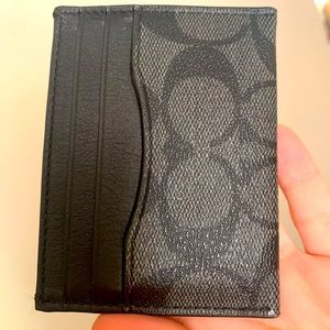 Coach men black wallet card case holder